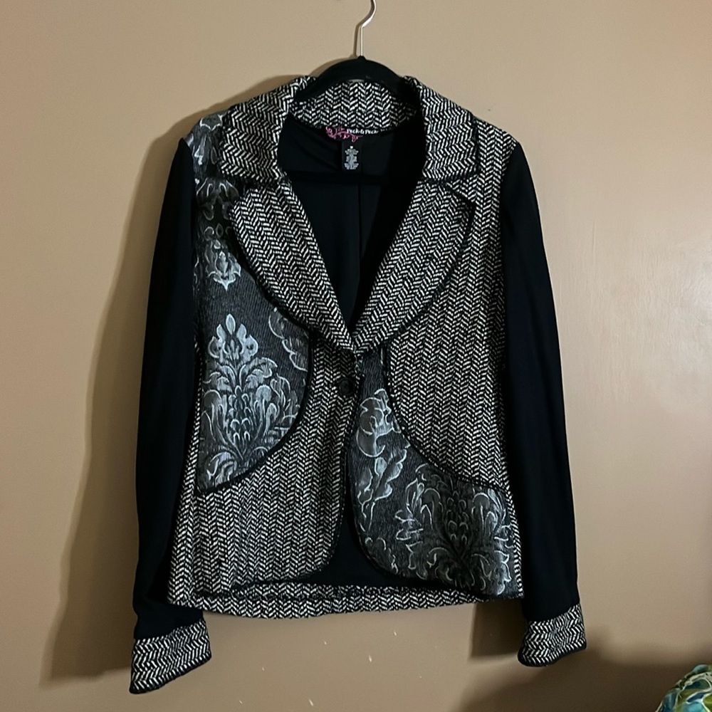 😄Multi material designer jacket blazer